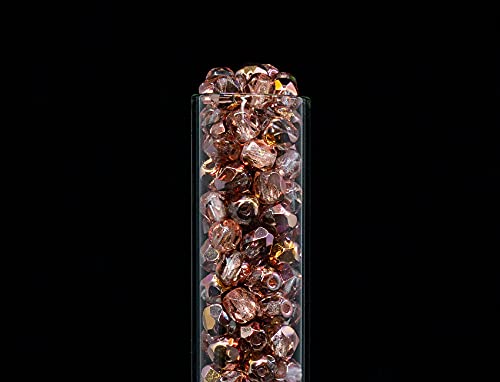 100 pcs of Faceted Fire Polished Pressed Czech Glass Beads 4mm (100 Count)