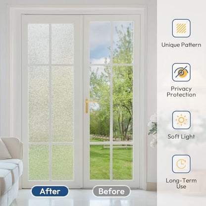 Window Privacy Film Frosted Glass Film Decorative (19.16 Sq Ft)