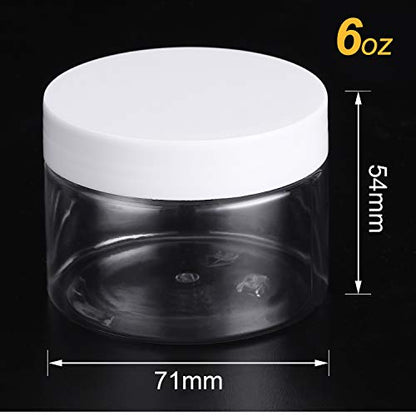 12 Pack 6 oz Plastic Container Jars with Lids Round (72 Count)