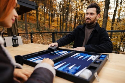 19 Inch Premium Backgammon Sets for Adults Leather Black