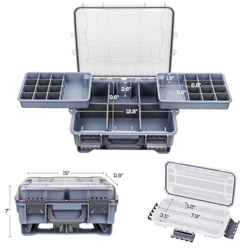 Universal Fishing Tackle Box with Two Small Tackle Tray