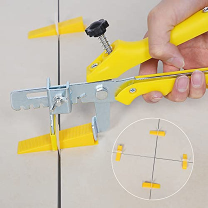 Tile Leveling System with Tile Plier 1500Pcs Piece Tile Spacers Clips 300Pcs Piece Reusable Wedges and 1 Rubber Mallet Tile Tools Set for Stone Installation (1500 Count)