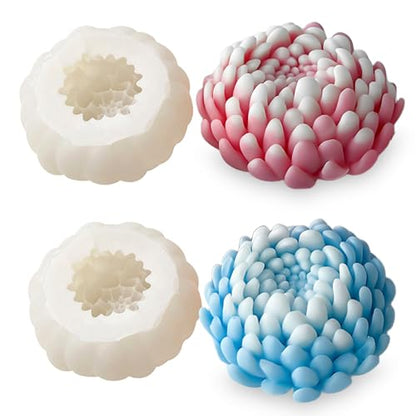 2PCS Chrysanthemum Flower Candle Molds (2 Count)