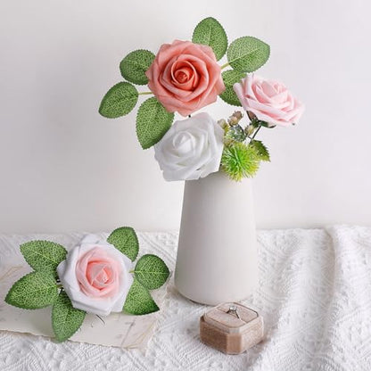 Blush Shades Rose 25pcs Real Looking Artificial Flowers w