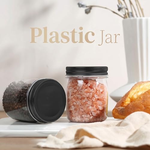 8 oz Plastic Mason Jars and Clear Plastic Jars with Lids 8 oz (8 Count)