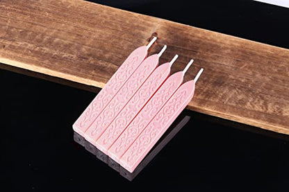 5Pcs Pink Sealing Wax Sticks with Wicks for Wax Seal Stamp (5 Count)