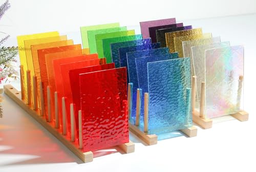26 Sheets Transparent Stained Glass Sheets Packs for Art Crafts (26 Count)