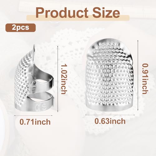 2 Pcs Thimbles Adjustable Ring Sashiko Needles Kits