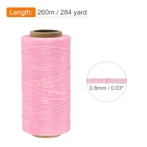Waxed Thread 284 Yard 0.8mm 150D Flat Wax Thread Polyester Waxed String for Leather Sewing Hand Weaving Book Binding Home Decoration