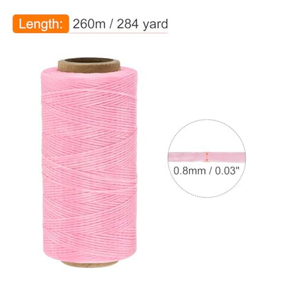 Waxed Thread 284 Yard 0.8mm 150D Flat Wax Thread Polyester Waxed String for Leather Sewing Hand Weaving Book Binding Home Decoration