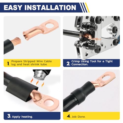 20PCS Battery Cable Lug & Heat Shrink Kit 6 AWG #10 (20 Count)