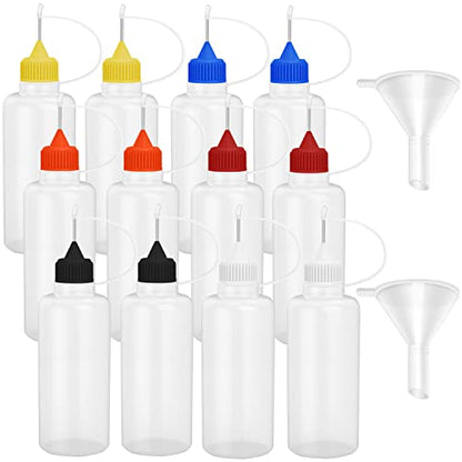 12 Pcs 4 Ounce Needle Bottle Plastic Dropper Bottles Multicolor lid (12 Count)