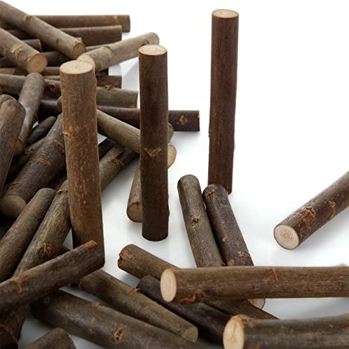 100PCS 4 inch Wood Log Sticks for Crafts 0.4 (100 Count)