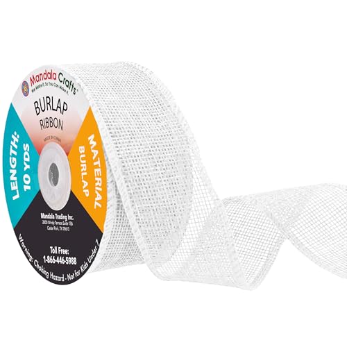 1 1 2 Inch Wide White Burlap Ribbon for Crafts (120 Foot)