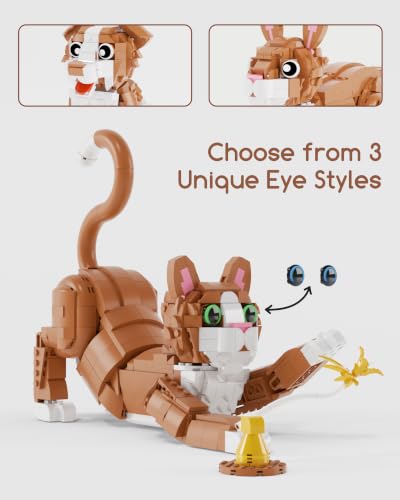 3-in-1 Orange Cat Building Set, Build a Cat, Dog or Rabbit (909 Count)