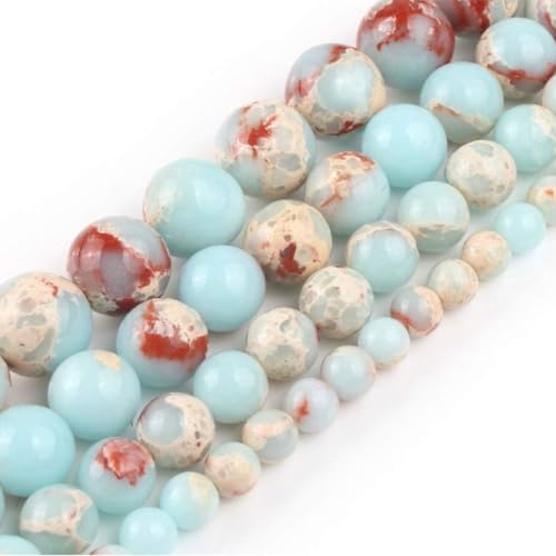 90pcs Adabele Natural Aquamarine Blue Impression Aqua Terra Jasper Gemstone 8mm Round Beads