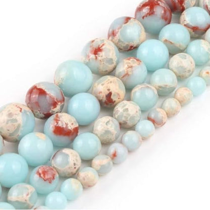 90pcs Adabele Natural Aquamarine Blue Impression Aqua Terra Jasper Gemstone 8mm Round Beads