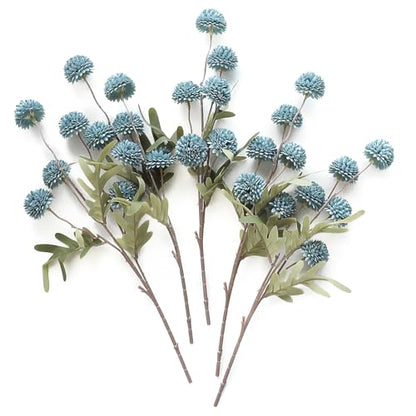 5pcs Dusty Blue Faux Silk Mums Artificial Flowers (5 Count)