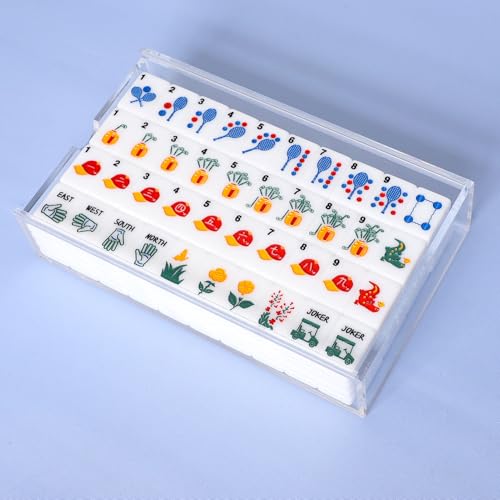 American Mahjong Tile Set with Clear Acrylic Box and Accessories