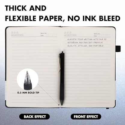 12 Set Lined Notebook Journals with Pens A5 Notebooks 100 GSM College Ruled Hardcover Notebook PU Leather Notepad with Pen Holder for Office School (60 Count)
