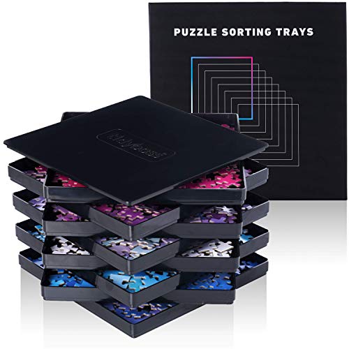 8 Black Puzzle Sorting Trays with Lid 10" x 10" (8 Count)