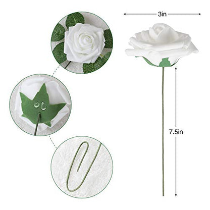 White Rose 100pcs Real Looking Artificial Flowers w (100 Count)