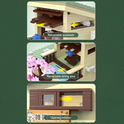 Japanese Style Cat Grocery Store House Building Set