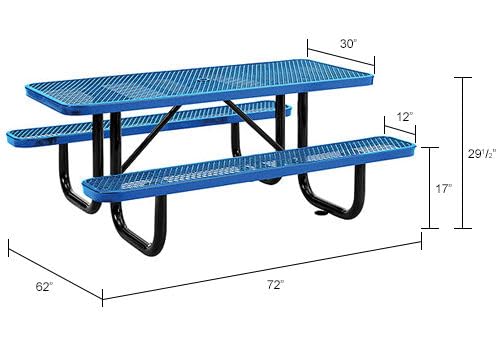 6’L Rectangular Picnic Table