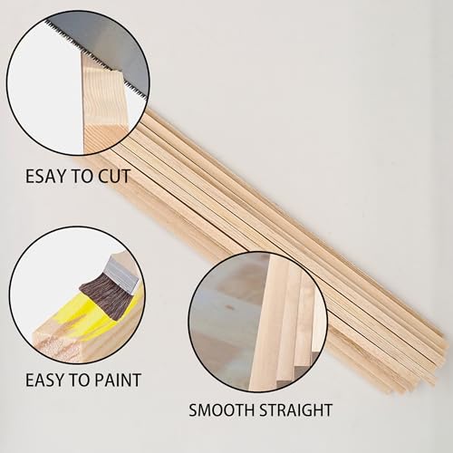 50Pcs 1 4 Inch Balsa Wood Sticks (50 Count)