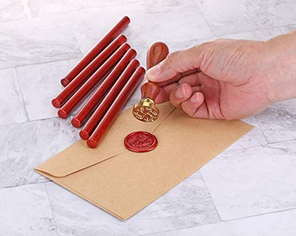 15Pcs Retro Wine Red Glue Gun Sealing Wax Sticks for Wax Seal Stamp (15 Count)