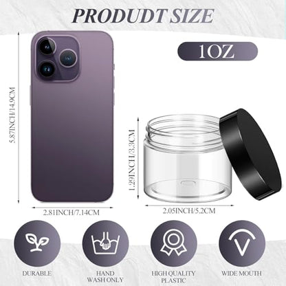36 Pieces 1 oz Plastic Jars with Lids Wide Mouth Airtight Reusable Container Acrylic Cosmetic Small Jars for Lotions Ointments Travel Toiletries Creams Make up Storage (36 Count)