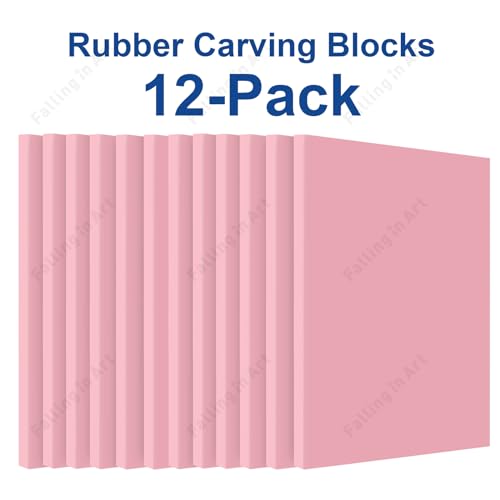 12 Pack 4 x 6" Soft Linoleum Rubber Carving Blocks