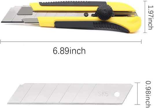 Box Cutter Retractable 25MM Long Utility Knife With 10pcs Blades Refills