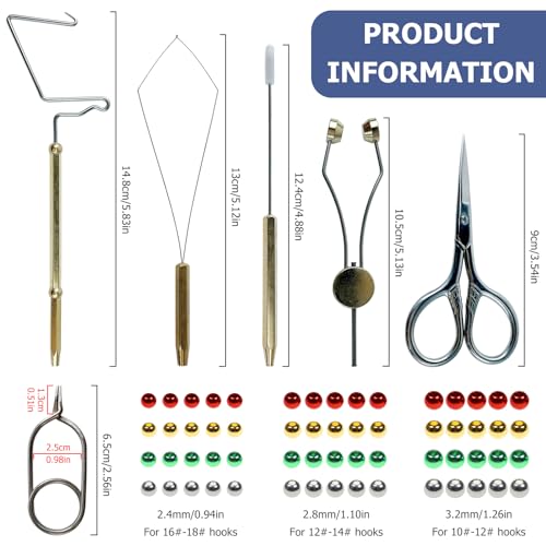 Fly Tying Kit Material Tools Kit Bobbin Fly Hooks Scissors Fly Beads Threader Needle Whip Finisher Fly Fishing Flies Starter Making Kit 149Pcs with Carry Bag (149 Count)