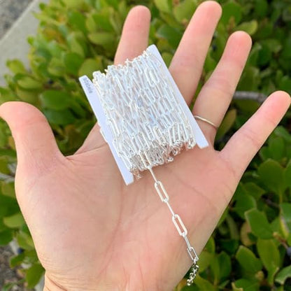 5 Feet Real Sterling Silver Paperclip Cable Chain Findings 3.5mm (5 Foot)