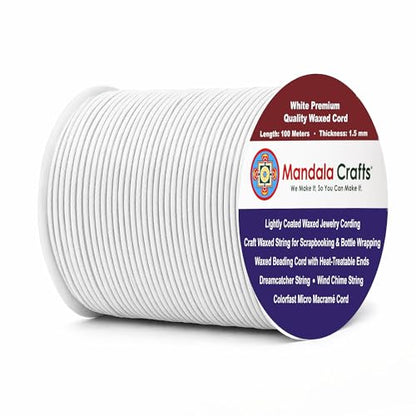 1.5mm White Waxed Cord (327 Foot)