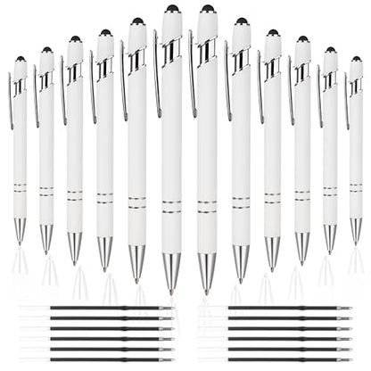2 in 1 Black Ink Metal Stylus Pen with Stylus Tips (12 Count)