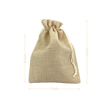 Pack of 25 Burlap Gift Bags with Drawstring Linen Jewelry Pouches Wedding Hessian Jute Bags for Birthday and Treat Pouches Party Wedding Favors Gift