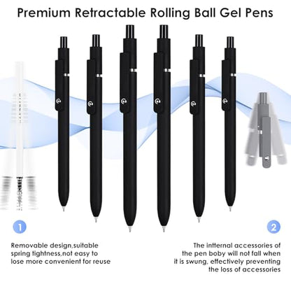 Gel Pens 6PCS 0.5mm Black Ink Fine Point Pens (6 Count)
