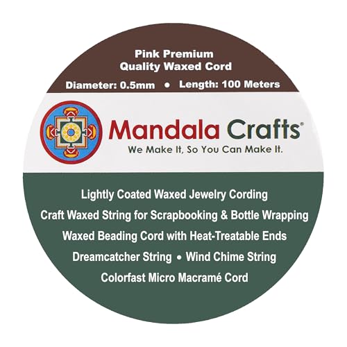 0.5mm Pink Cotton Waxed Cord for Jewelry Making (327 Foot)