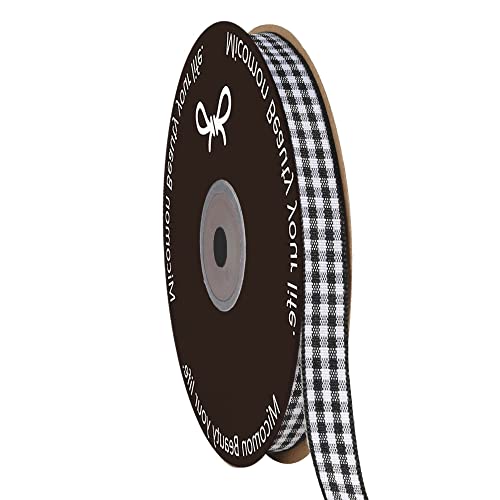 Buffalo Check Ribbon Black and White Gingham Ribbon 25 Yards for Crafts 3 (75 Foot)