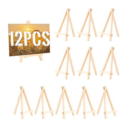 12 Pack 9 Inches Wooden Tabletop Easel Stand for Canvas Painting Display