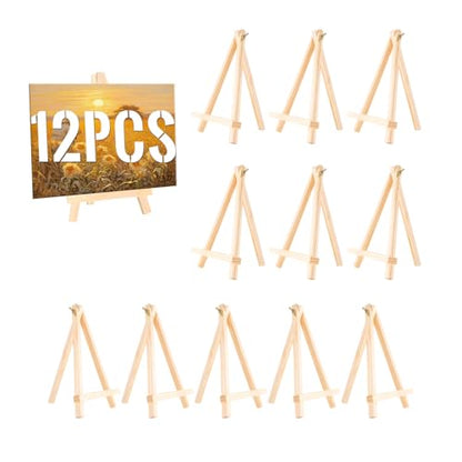 12 Pack 9 Inches Wooden Tabletop Easel Stand for Canvas Painting Display