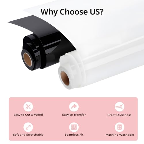 White and Black 12" x 5ft HTV Vinyl Rolls (2 Count)
