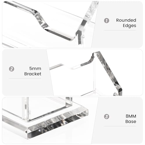 Acrylic Card Holder Clear Horizontal Business Card Organizer Stand for Desk 1 Slots Business Cards Stand for Women and Men