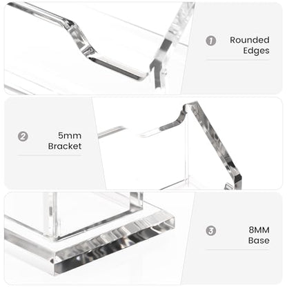 Acrylic Card Holder Clear Horizontal Business Card Organizer Stand for Desk 1 Slots Business Cards Stand for Women and Men