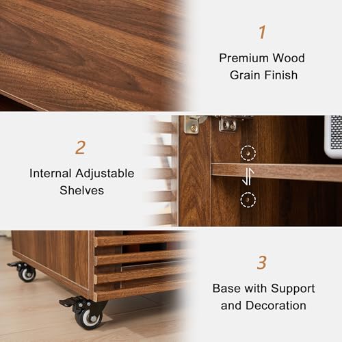 5 Tier AV Media Cabinet with Grille Door & Adjustable Shelves