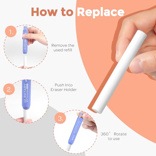 12 Pack TPE Rotary Retractable Pen Eraser Refills (12 Count)
