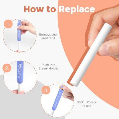 12 Pack TPE Rotary Retractable Pen Eraser Refills (12 Count)