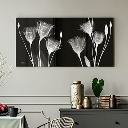 Frameless Free Floating Tempered Glass Panel Graphic Flower Wall Art Ready to Hang